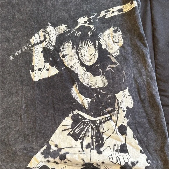 Black Graphic T-Shirt with Anime Design - Picture 4 of 6